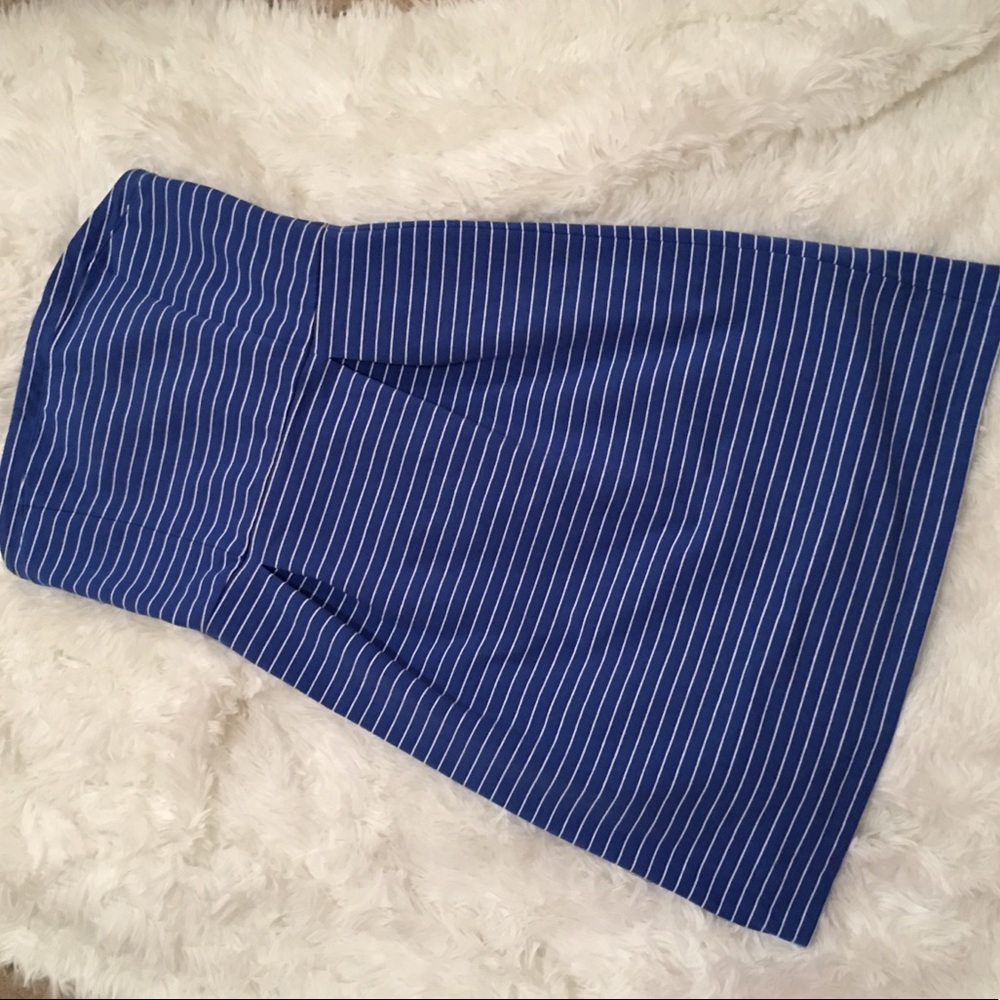 Blue & White Stripes Strapless Summer Dress
